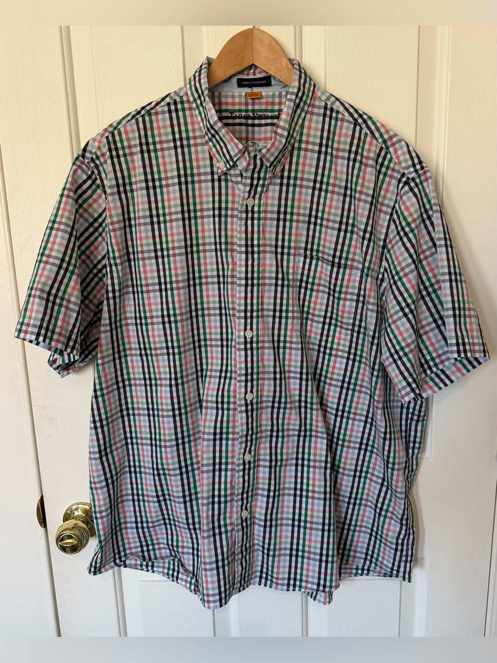Andrew Marc Short-Sleeve Plaid Button-Down Shirt - White, Green & Black